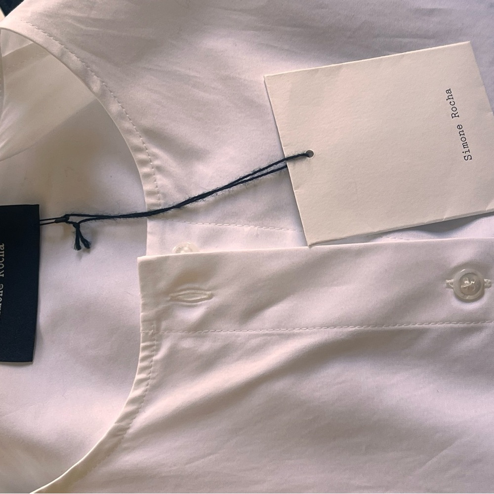 Simone Rocha White Poplin Button Shirt - Picture 6 of 7